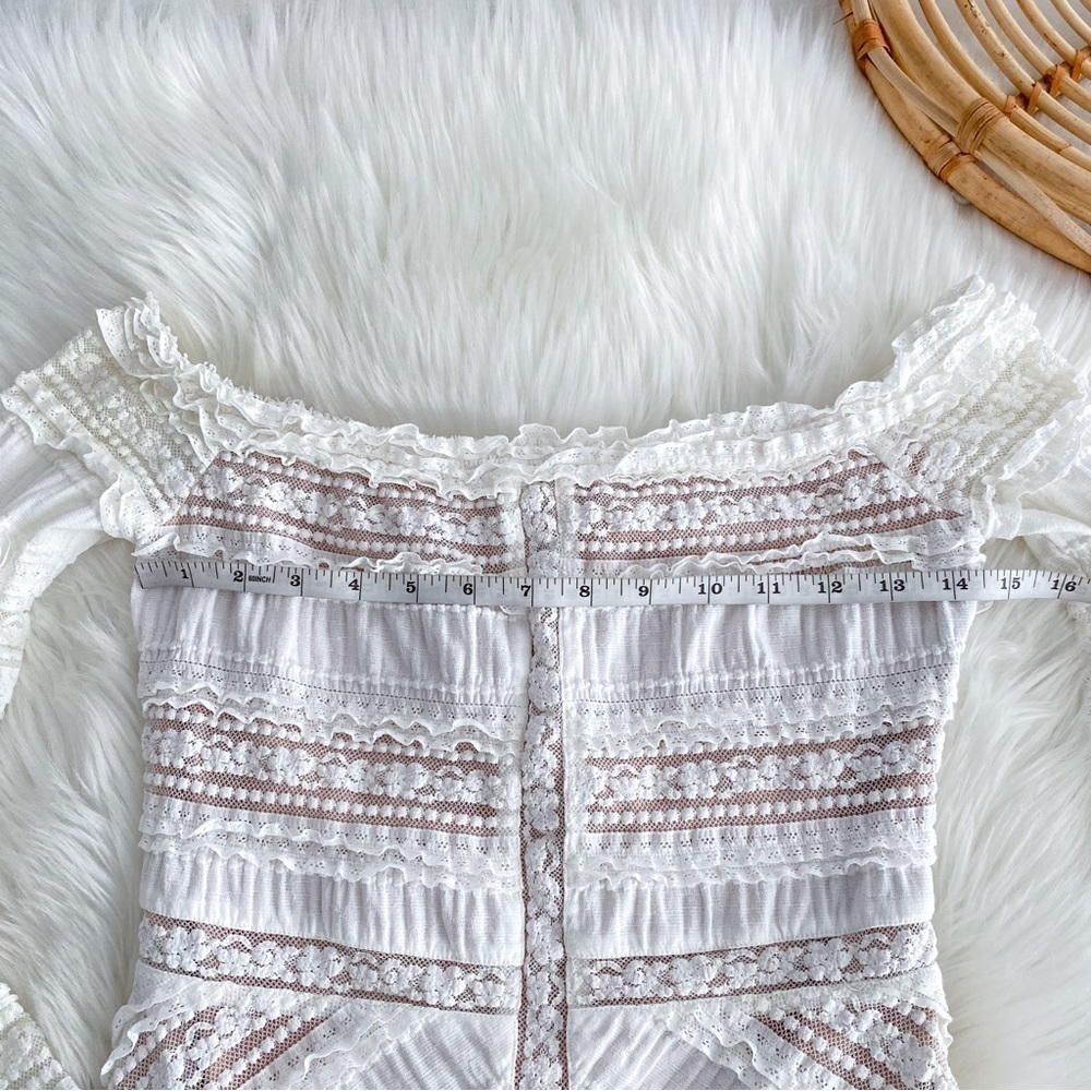 cinq a sept Off-the-Shoulder White Lace Long-Sleeve Top - Picture 11 of 14